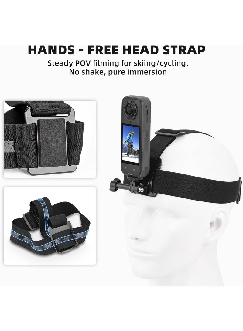 مجموعة ملحقات Insta 360 X5 X4، حزام الرأس لتركيب الصدر، حمالة الظهر، مثبت القلاب، حزام المعصم، محول دوار 360 درجة + إصدار سريع لـ Insta360 One X5 X4 X3 X2 X مجموعة ملحقات الكاميرا. - Image 3